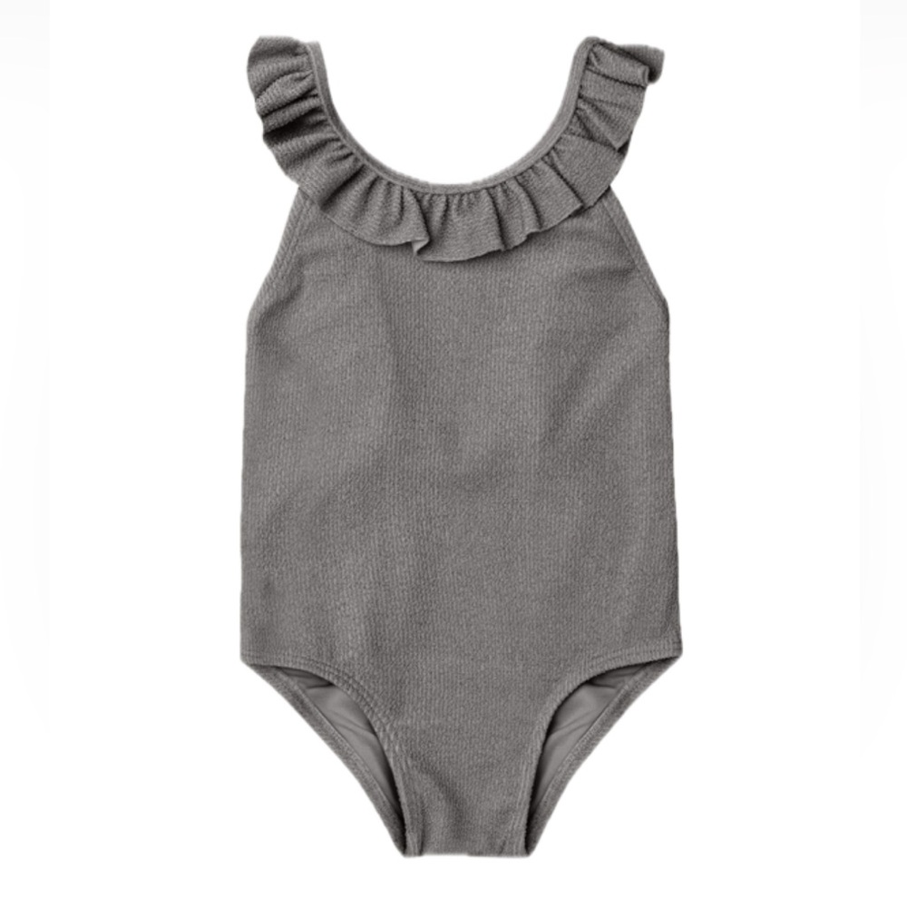 Rylee + Cru Arielle Ruffle Trim Textured Shimmery One-Piece Swimsuit- baby girl
